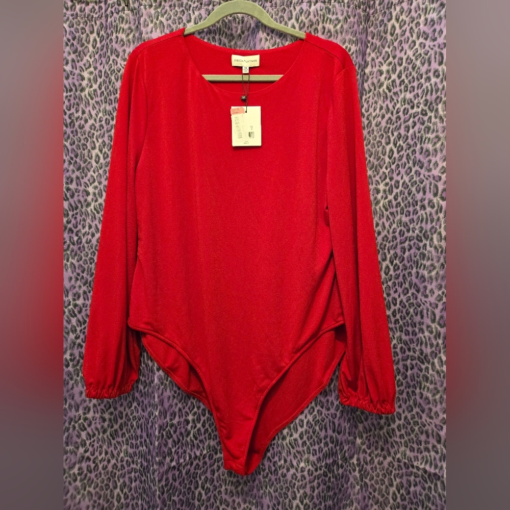 Red Long Sleeve Bodysuit By Gibson Latimer Sz XXL NWT